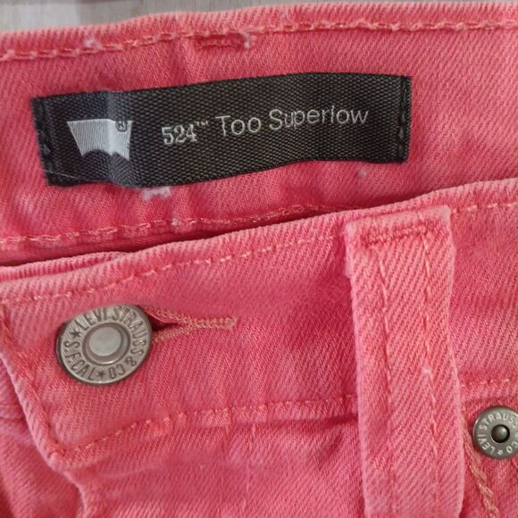 Levi's 524 Too Superlow Jeans Womens Size 9 Pink Juniors Denim Stretch Skinny - Picture 2 of 7